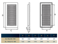 Louvre Vent White DL/90X240RW LUX With Fly Mesh