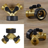 Double Tap Connector with Valves & Threaded Outlets Brass