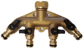 4-Way Manifold with Valves & Snap-On Outlets Brass
