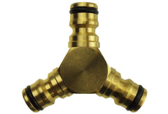 3 Way Male Snap-On Connector Brass