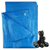 Blue S-Grade Tarpaulin with 10 x Bungee Balls (Black)