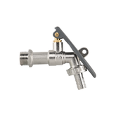 Lever Tap Brass Nickle Plated 1/2" BSPM Inlet with Hose Barb and lock