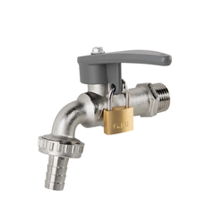 Lever Tap Brass Nickle Plated 1/2" BSPM Inlet with Hose Barb and lock