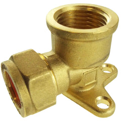 15mm Brass Wall Flange Kit with Brass Tap + 3/4" BSP Metal Splitter