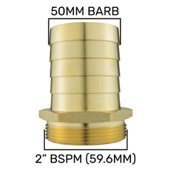 Brass Straight Joiner 50mm - 2" BSPM