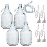 Glass Demijohn 5L 4 Pack Plain With Airlock, Bung & Tube