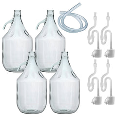 Glass Demijohn 5L 4 Pack Plain With Airlock, Bung & Tube