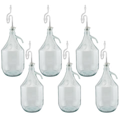 Glass Demijohn 5L 6 Pack Plain With Airlock & Bung