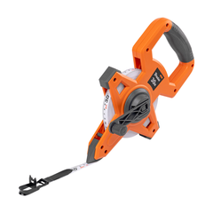 Fibreglass Coiled Tape Measure with Handle, 15mm Wide, Black/Orange (30m-100m)