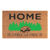 Doormat 60cm x 40cm - 'Home Is Where We Park It' - Absorbent Coir Mat for Indoor/Outdoor