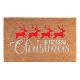 Doormat 60cm x 40cm - 'Merry Christmas' (Red/Silver) - Absorbent Coir Mat for Indoor/Outdoor
