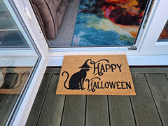 Doormat 60cm x 40cm - 'Happy Halloween' - Absorbent Coir Mat for Indoor/Outdoor