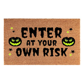 Doormat 60cm x 40cm - 'Enter At Your Own Risk' - Absorbent Coir Mat for Indoor/Outdoor