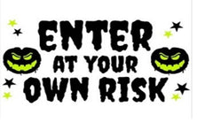 Doormat 60cm x 40cm - 'Enter At Your Own Risk' - Absorbent Coir Mat for Indoor/Outdoor