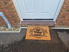 Doormat 60cm x 40cm - 'Happy Easter' - Absorbent Coir Mat for Indoor/Outdoor