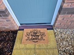 Doormat 60cm x 40cm - 'Happy Easter' - Absorbent Coir Mat for Indoor/Outdoor