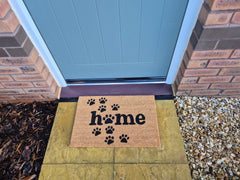 Doormat 60cm x 40cm - 'Home' (Paws) - Absorbent Coir Mat for Indoor/Outdoor