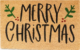 Doormat 60cm x 40cm - 'Merry Christmas' (Holly) - Absorbent Coir Mat for Indoor/Outdoor