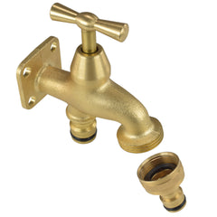 Brass Bib Tap with Quick Connect Inlet and Outlet