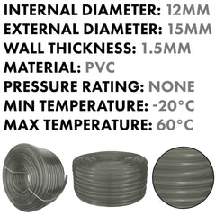 Grey Semi-Transparent PVC Pipe 12mm*15mm