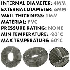 Grey Semi-Transparent PVC Pipe 4mm*6mm