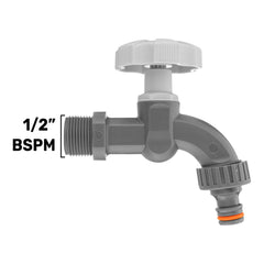 1/2" BSPM Plastic Tap, WL, Grey/White