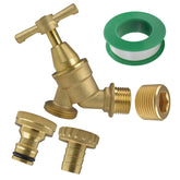Brass Bib Tap Kit with Barb/Quick Connect Outlet, 1/2" and 3/4" BSP Thread Inlet