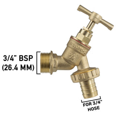 Wall Flange Kit 25mm MDPE - Brass Garden Tap 3/4" Barb