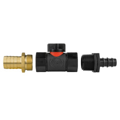 16mm Barbed Straight with In-Line BSPF Valve and 19mm Brass Barb