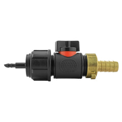 4mm Barb Micro Connector with In-Line BSPM Valve and 13mm Brass Barb