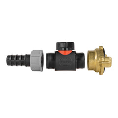 20mm Barbed Straight with In-Line BSPM Valve and Geka Type Connector