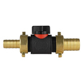 13mm Brass Barb with In-Line BSPM Valve and 19mm Brass Barb