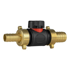 13mm Brass Barb with In-Line BSPM Valve and 19mm Brass Barb
