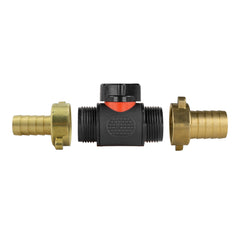 13mm Brass Barb with In-Line BSPM Valve and 19mm Brass Barb