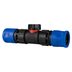 In-Line BSPM Valve with 2 x Hose Connectors Blue