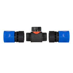 In-Line BSPM Valve with 2 x Hose Connectors Blue