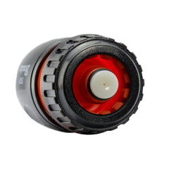 Female Hose Connector With Stop, 1/2" or 5/8" Hose, Black/Orange
