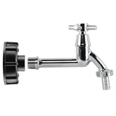 IBC 2" S60X6 - 1/2" BSP Cap with Extended Brass Chrome Tap 1/2" Barb