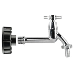 IBC 2" S60X6 - 1/2" BSP Cap with Extended Brass Chrome Tap 1/2" Barb