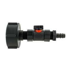 IBC 2” S60X6 Cap with In-Line BSPF Valve and 16mm Barbed Straight