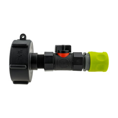 IBC 2” S60X6 Cap with In-Line BSPF Valve and ¾” BSPM Female Hose Connector Lime
