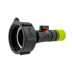 IBC 2” S60X6 Cap with In-Line BSPF Valve and ¾” BSPM Female Hose Connector Lime