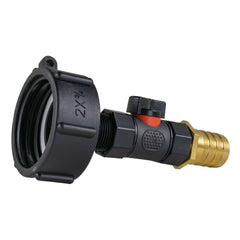 IBC 2” S60X6 Cap with In-Line BSPF Valve and 25mm Brass Barb