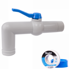 PP TAP 90 DEGREE WITH 1"BSPM INLET + PTFE TAPE