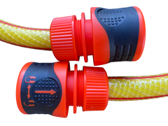 Premium Garden Hose Yellow with Orange Lock Connectors