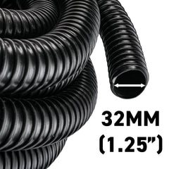 Corrugated Pipe 1.25" (32mm) with 2 x Double Wire Clips Set