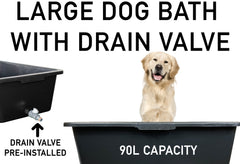 Versatile Large 90L Dog Bath/Pool/Tub - Suitable for Small to Large Breeds - with Drain Plug & Premium Connector - Perfect for medium and large dog breeds - Durable, Easy to Store