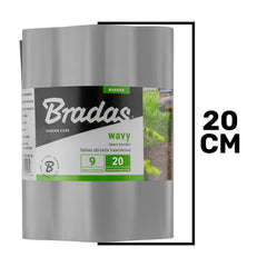 Wavy Plastic Garden Lawn Edging, H=20CM, L=9M, Light Gray