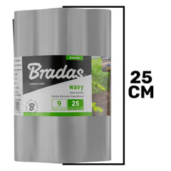 Wavy Plastic Garden Lawn Edging, H=25CM, L=9M, Light Gray