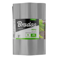 Wavy Plastic Garden Lawn Edging, H=25CM, L=9M, Light Gray